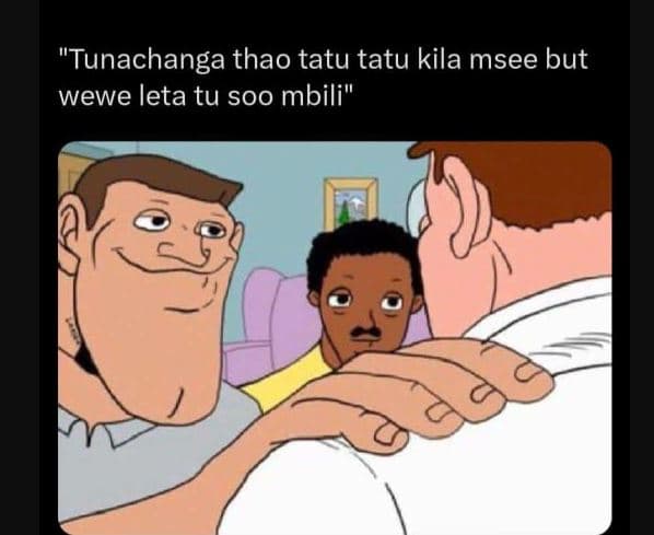 Tunachanga thao tatu tatu kila msee but wewe leta tu soo mbili