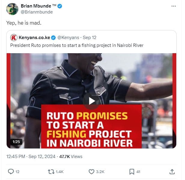 Brian mbunde brianmbunde yep, he is mad. kenyans.co.ke kenyans . sep 12 presiden