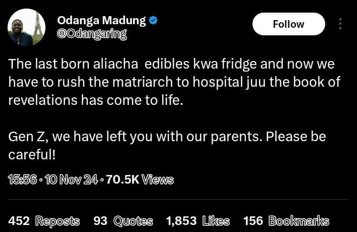 Odanga madung dangaring follow the last born aliacha edibles kwa fridge and now