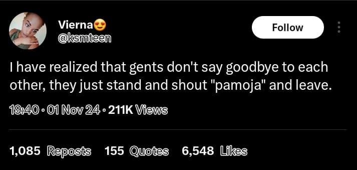 Vierna ksmteen follow have realized that gents don't say goodbye to each other t