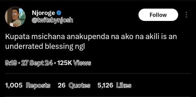 Njoroge twitsbynjosh follow kupata msichana anakupenda na ako na akili is an und
