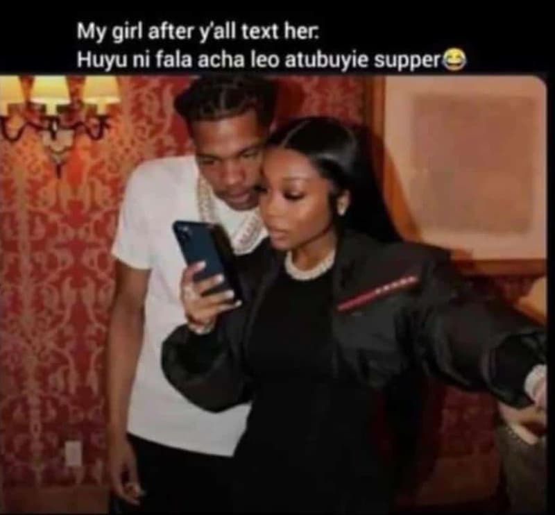 My girl after yall text her huyu ni fala acha leo atubuyie supper