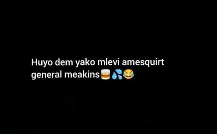 Huyo dem yako mlevi amesquirt general meakins