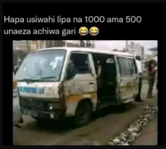 Hapa usiwahi lipa na ama 500 unaeza achiwa gari