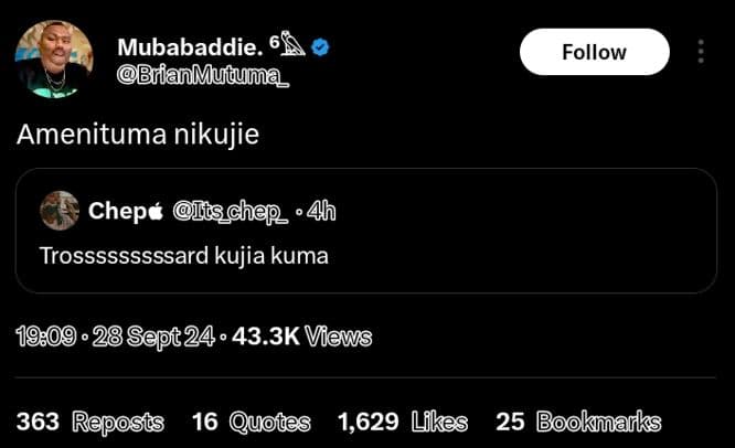 Mubabaddie. 65 bbrianmucuma follow amenituma nikujie chepa ts chap 4h trosssssss