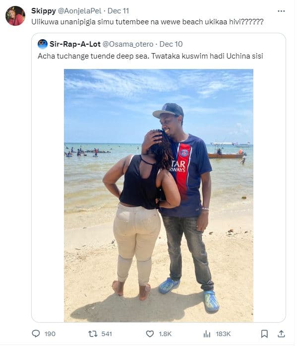 Skippy aonjelapel dec 11 ulikuwa unanipigia simu tutembee na wewe beach ukikaa h