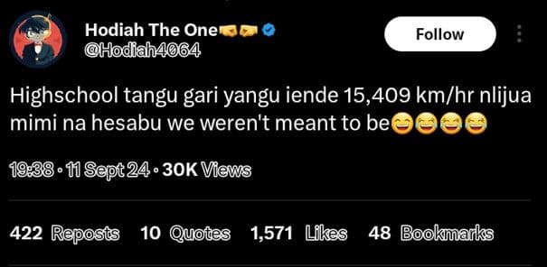 Hodiah the one hodah4064 follow highschool tangu gari yangu iende 15,409 kmhr nl