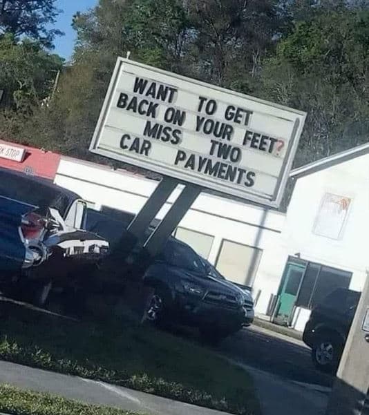 Back want get miss your car two feet? payments