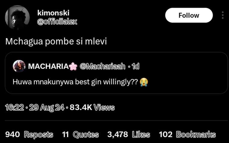 Kimonski officiialex follow mchagua pombe si mlevi macharia machariaah 1 huwa mn