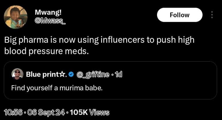 Mwang! mwass _ follow big pharma is now using influencers to push high blood pre