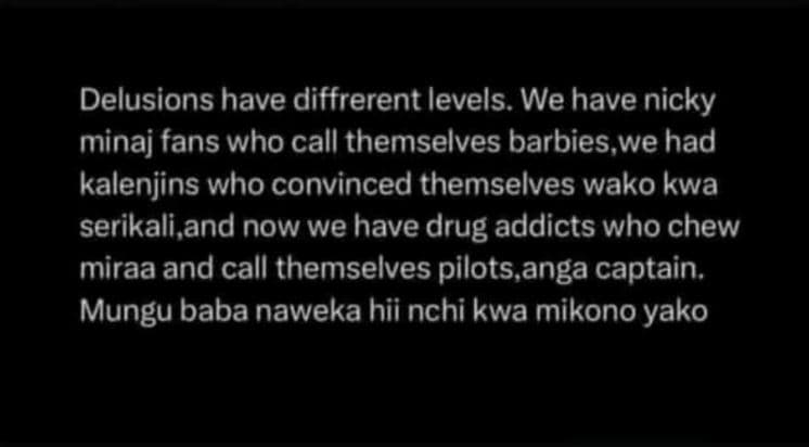 Delusions have diffrerent levels. we have nicky minaj fans who call themselves b