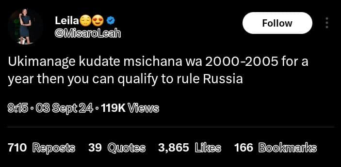 Leila misaroleah follow ukimanage kudate msichana wa for a year then you can qua