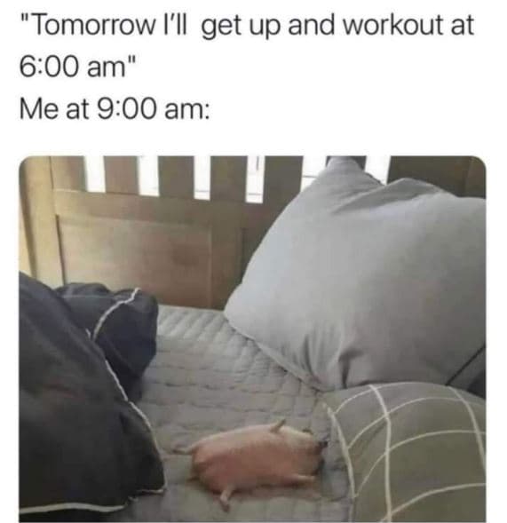 Tomorrow l'il get up and workout at 6.00 am me at 900 am