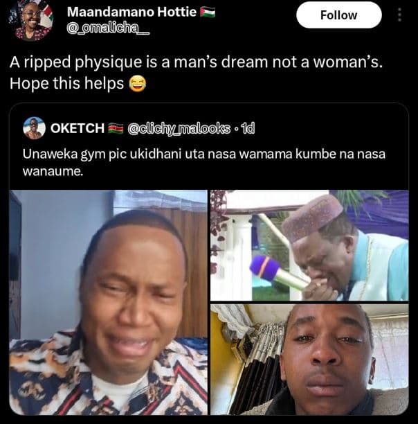 Maandamano hottie ma alcha follow a ripped physique is a man's dream not a woman