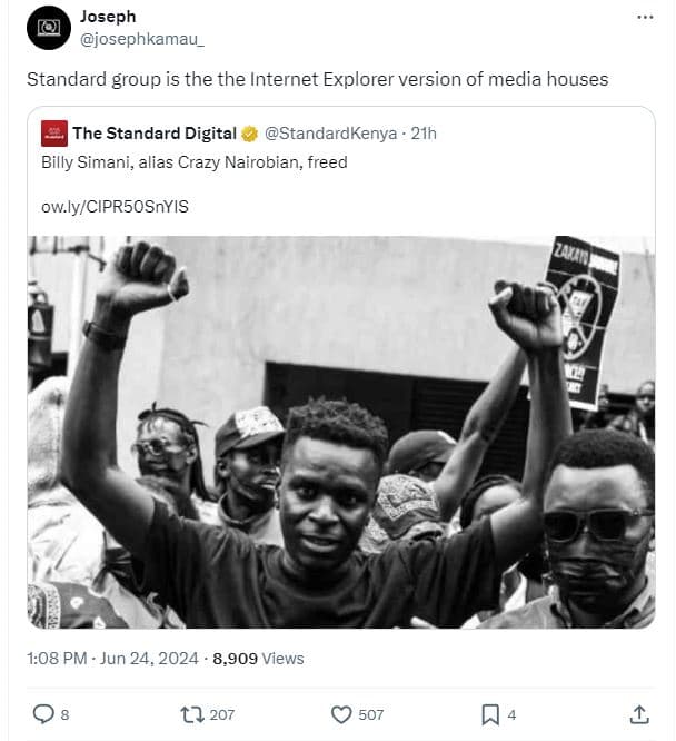 Joseph josephkamau_ standard group is the the internet explorer version of media