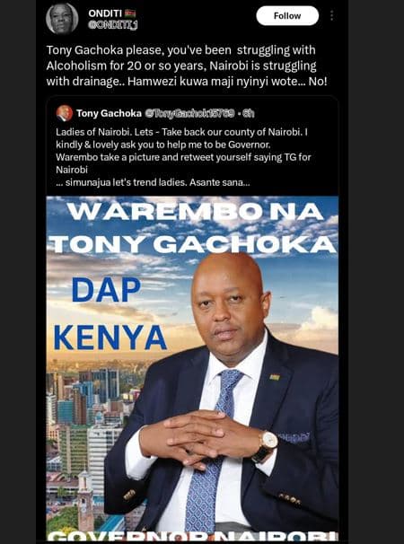 Onditi oolmzj follow tony gachoka please, you've been struggling with alcoholism