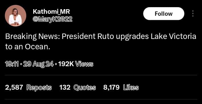 Kathomi mr maryk2022 follow breaking news president ruto upgrades lake victoria