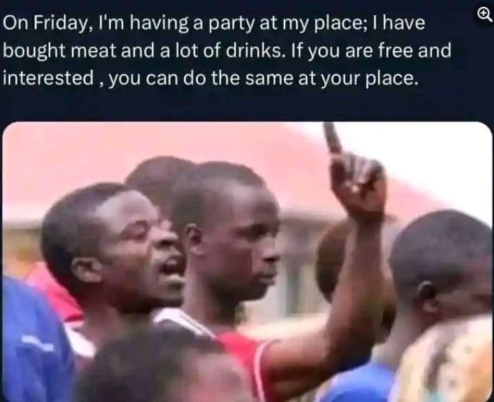 On friday i'm having a party at my place i have bought meat and a lot of drinks.