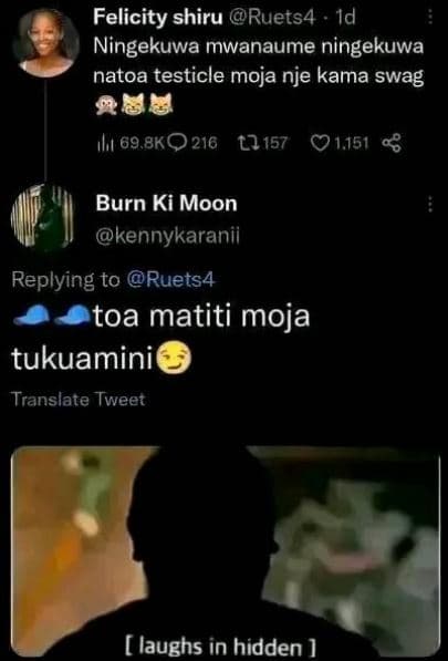 Felicity shiru ruets4 id ningekuwa mwanaume ningekuwa natoa testicle moja nje ka