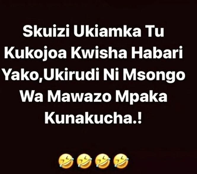 Skuizi ukiamka tu kukojoa kwisha habari yako ukirudi ni msongo wa mawazo mpaka k