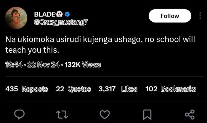 Bladea dcra7ymustang7 follow na ukiomoka usirudi kujenga ushago no school will t