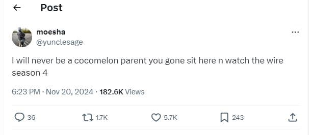 Post moesha yunclesage will never be a cocomelon parent you gone sit here n watc