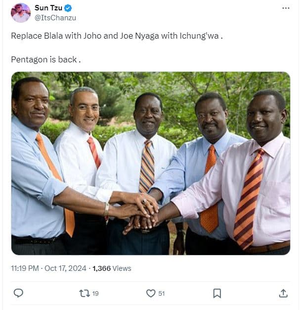 Sun tzu itschanzu replace blala with joho and joe nyaga with ichung'wa pentagon