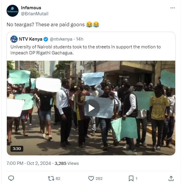 Infamous brianmutaii no teargas? these are paid goons ' ntv kenya ntvkenya 14h u