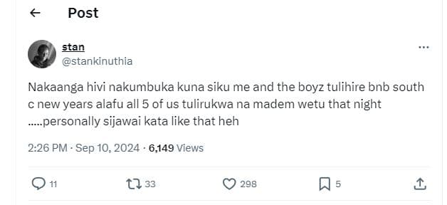 Post stan stankinuthia nakaanga hivi nakumbuka kuna siku me and the boyz tulihir