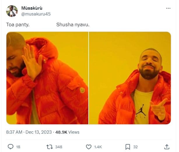 Musakuru musakuru45 toa panty. shusha nyavu. 8.37 am dec 13, 48.9k views t2 348