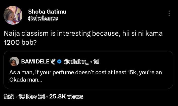 Shoba gatimu shobanes naija classism is interesting because, hii si ni kama bob?
