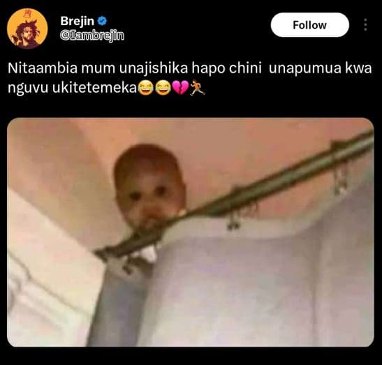 Brejin ambrejin follow nitaambia mum unajishika hapo chini unapumua kwa nguvu uk