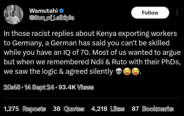 Wamutahi son_f_laikipia follow in those racist replies about kenya exporting wor