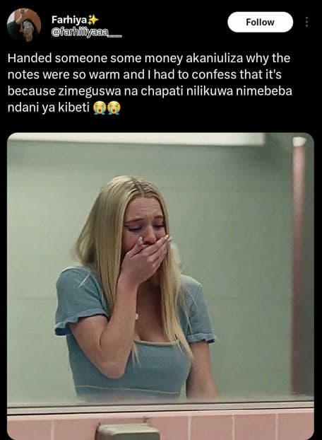 Farhiya faihiihpna follow handed someone some money akaniuliza why the notes wer