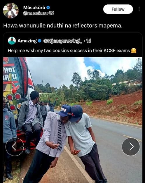 Musakuru musakuuas follow hawa wanunulie nduthi na reflectors mapema. amazing ki