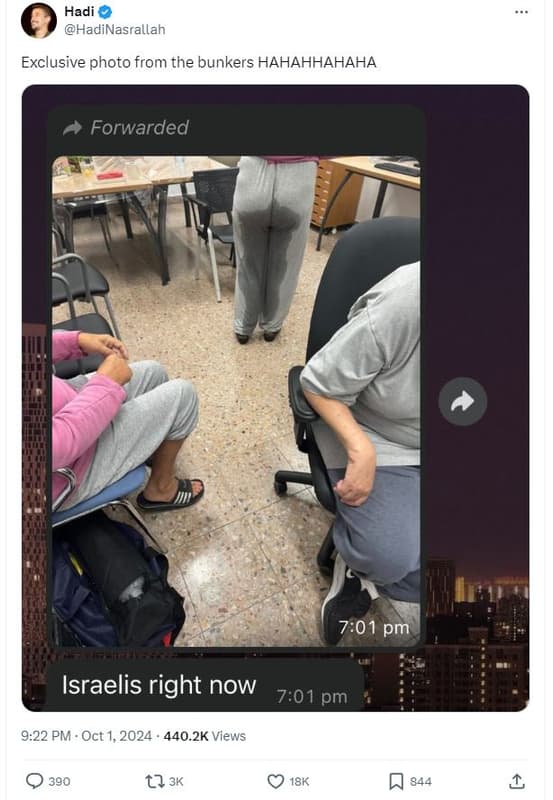 Hadi hadinasrallah exclusive photo from the bunkers hahahhahaha forwarded 701 pm