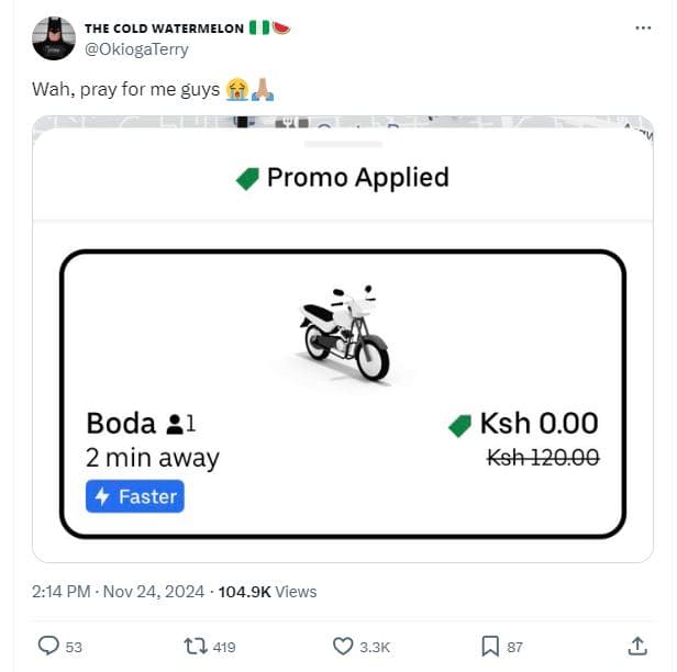 The cold watermelon okiogaterry wah, pray for me guys promo applied boda 1 2 min