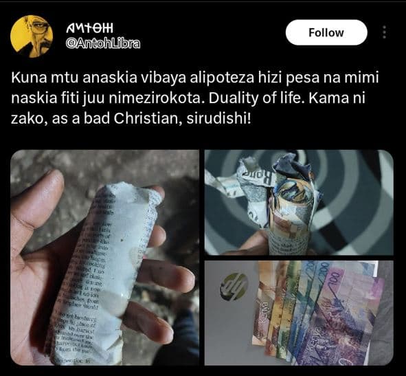 Amteh antohlfbra follow kuna mtu anaskia vibaya alipoteza hizi pesa na mimi nask