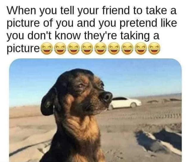 When you tell your friend to take a picture of you and you pretend like you don'