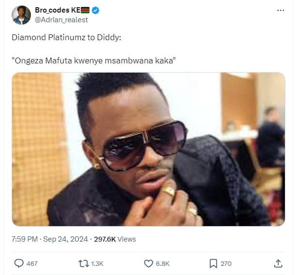 Bro_codes ke adrian_realest diamond platinumz to diddy ongeza mafuta kwenye msam
