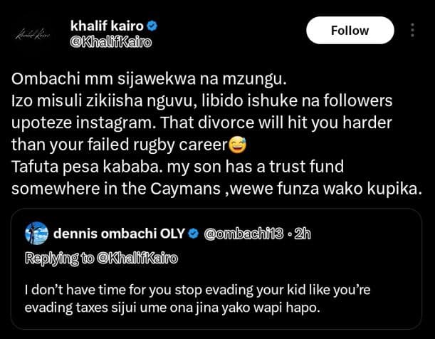 Khalif kairo khalffkailo follow ombachi mm sijawekwa na mzungu. izo misuli zikii
