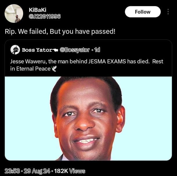 Kibaki u22011ge follow rip. we failed, but you have passed! boss yator bossyator