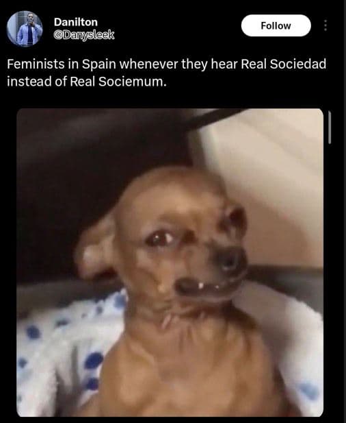 Danilton danysleek follow feminists in spain whenever they hear real sociedad in