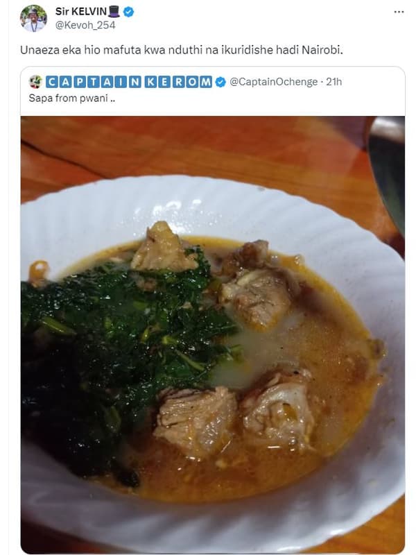 Sir kelvin kevoh_254 unaeza eka hio mafuta kwa nduthi na ikuridishe hadi nairobi