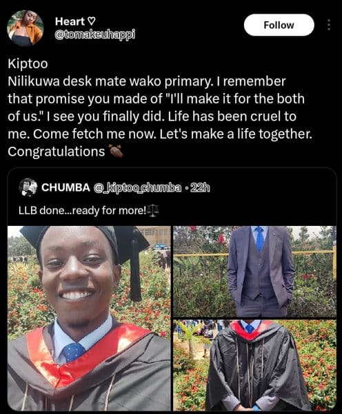 Heart omakeuhappi follow kiptoo nilikuwa desk mate wako primary. remember that p