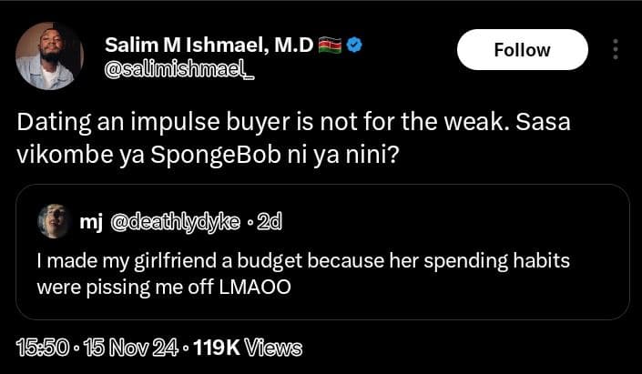 Salim m ishmael, m.d jlfmishmael follow dating an impulse buyer is not for the w