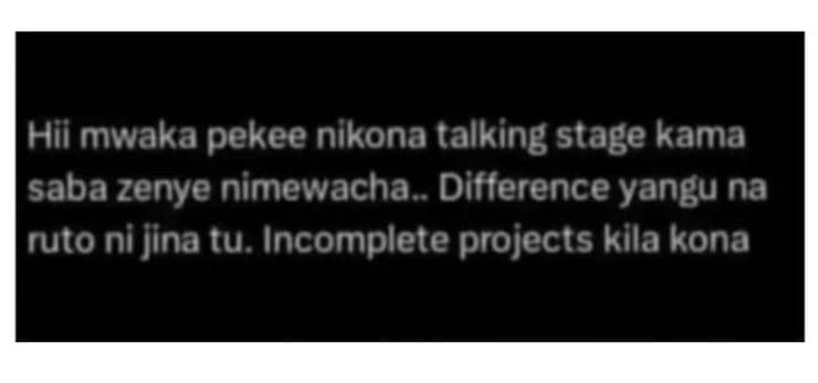 Hii mwaka pekee nikona talking stage kama saba zenye nimewacha difference yangu