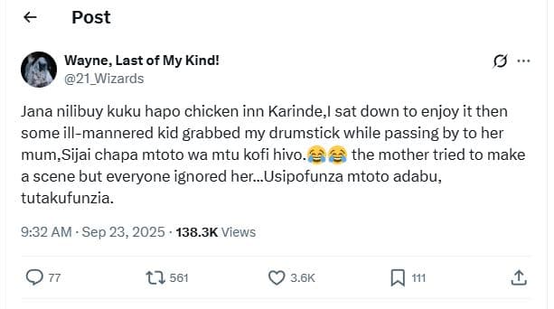 Post wayne, last of my kind! 21_wizards jana nilibuy kuku hapo chicken inn karin