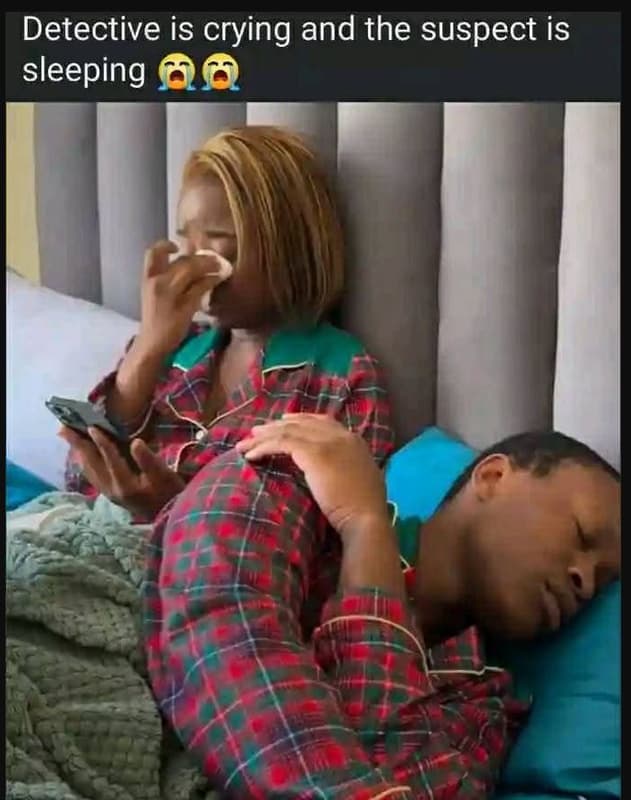 Detective is crying and the suspect is sleeping