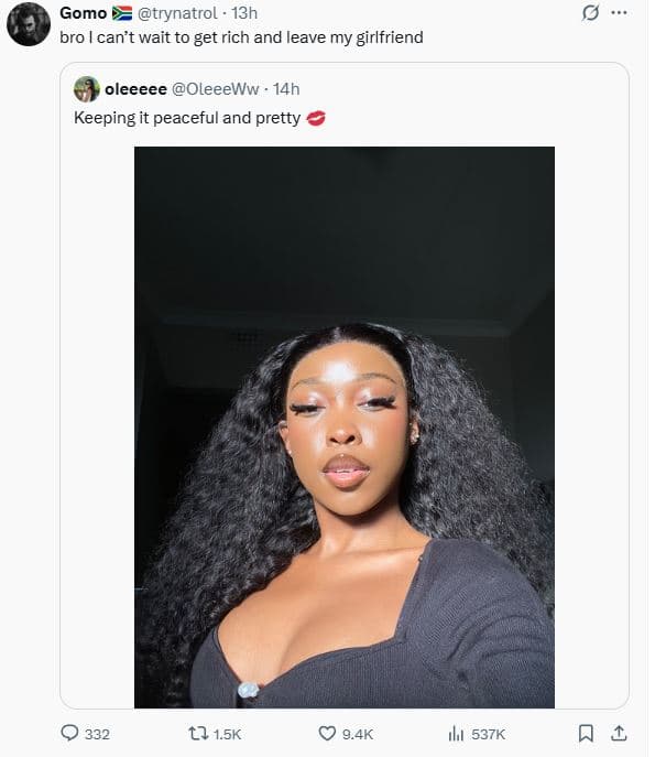 Gomo trynatrol 13h bro can't wait to get rich and leave my girlfriend oleeeee ol